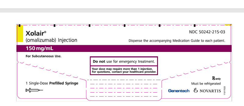 Xolair 150 mg/mL pre-filled syringe, 1 st